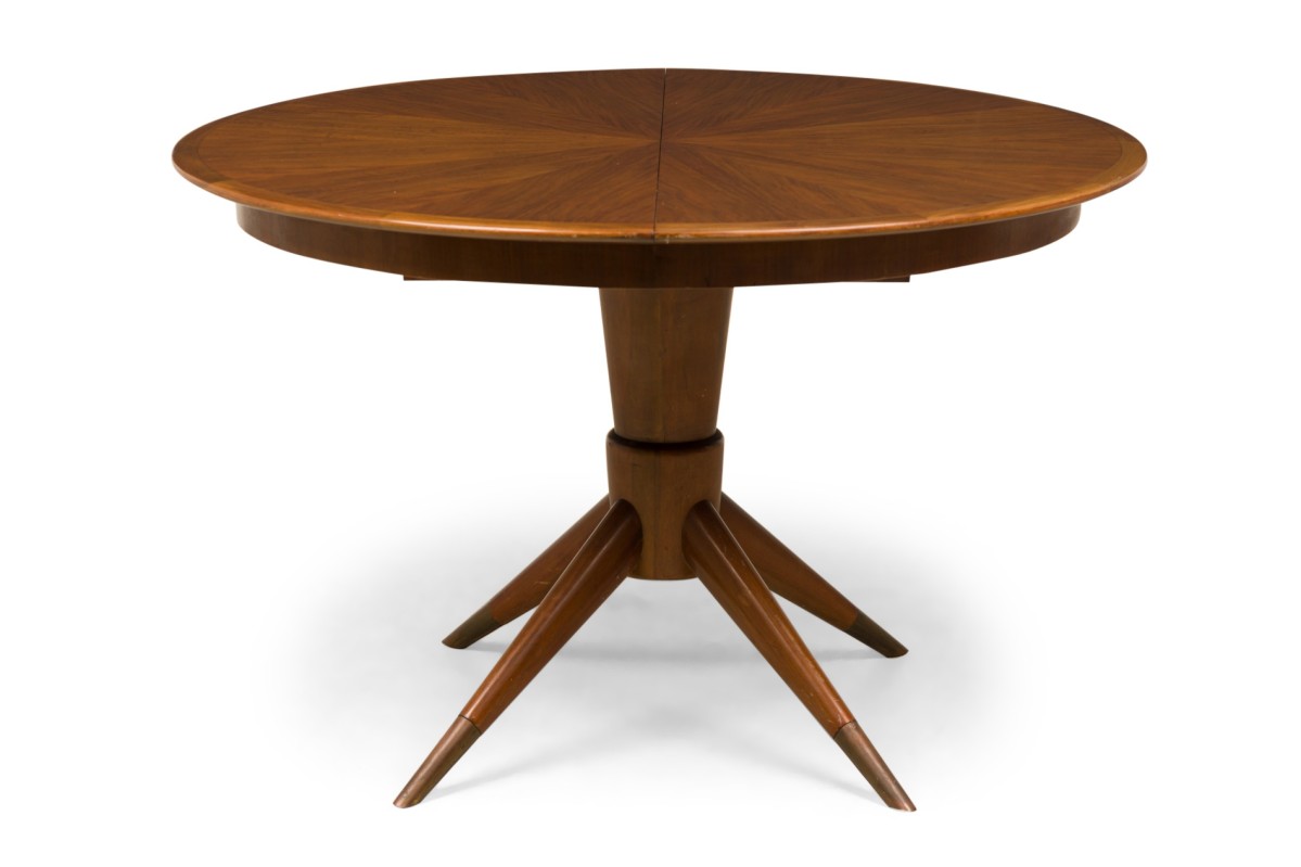 Erno fabry mid century modern circular wood and brass center dining table